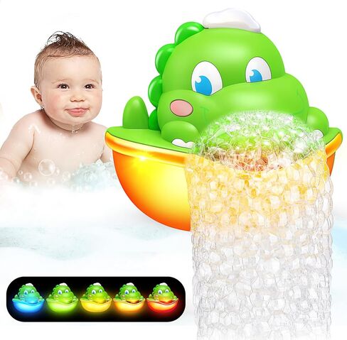 Baby Bath Toys Light Up Bath Bubble Machine with Colourful Light Bathtime Shower Bath Toys for Kids Ages 1-3 4-8 Birthday for Toddler Boys Girls in Kuwait