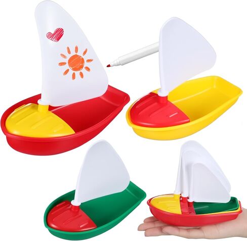 Toyvian 3PCS Toy Boats for Kids, DIY Sailboat Bath Toys for Water Play | Floating Pool Toys with Mold-Free Design, Creative Bath Boats for Toddlers, Beach, Lake and Outdoor Water Play in Kuwait