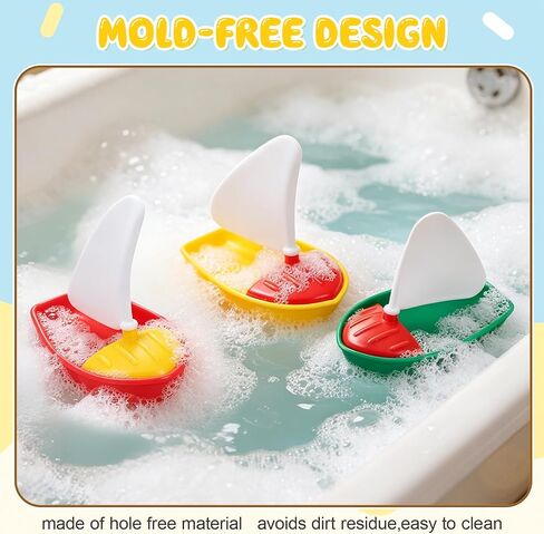 Toyvian 3PCS Toy Boats for Kids, DIY Sailboat Bath Toys for Water Play | Floating Pool Toys with Mold-Free Design, Creative Bath Boats for Toddlers, Beach, Lake and Outdoor Water Play in Kuwait