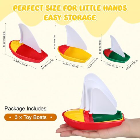 Toyvian 3PCS Toy Boats for Kids, DIY Sailboat Bath Toys for Water Play | Floating Pool Toys with Mold-Free Design, Creative Bath Boats for Toddlers, Beach, Lake and Outdoor Water Play in Kuwait