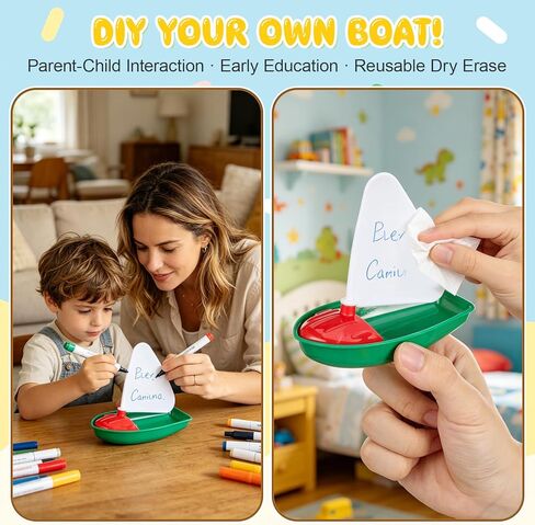 Toyvian 3PCS Toy Boats for Kids, DIY Sailboat Bath Toys for Water Play | Floating Pool Toys with Mold-Free Design, Creative Bath Boats for Toddlers, Beach, Lake and Outdoor Water Play in Kuwait