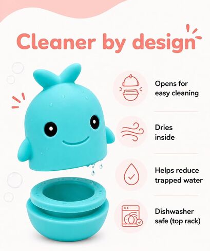 Silicone Bath Toys, Baby Bath Toys for Toddlers 1-3, Pack of 6 | Opens to Clean Inside | Food-Grade Silicone | Top Rack Dishwasher Safe | BPA & PVC Free | Bath, Beach, Water Table in Kuwait