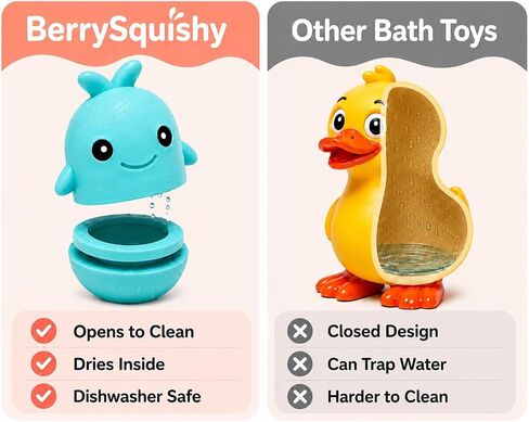 Silicone Bath Toys, Baby Bath Toys for Toddlers 1-3, Pack of 6 | Opens to Clean Inside | Food-Grade Silicone | Top Rack Dishwasher Safe | BPA & PVC Free | Bath, Beach, Water Table in Kuwait