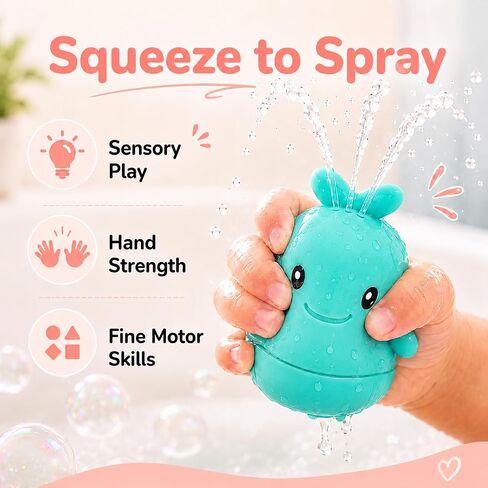 Silicone Bath Toys, Baby Bath Toys for Toddlers 1-3, Pack of 6 | Opens to Clean Inside | Food-Grade Silicone | Top Rack Dishwasher Safe | BPA & PVC Free | Bath, Beach, Water Table in Kuwait
