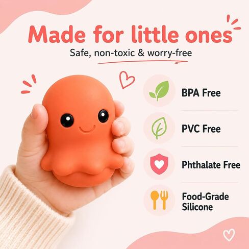 Silicone Bath Toys, Baby Bath Toys for Toddlers 1-3, Pack of 6 | Opens to Clean Inside | Food-Grade Silicone | Top Rack Dishwasher Safe | BPA & PVC Free | Bath, Beach, Water Table in Kuwait