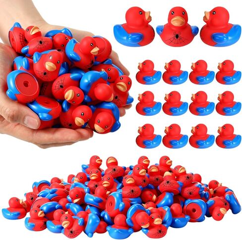 Capoda 100 Pieces Spider Ducks in Bulk, 1.2 Inch Mini Spider Web Rubber Ducks Tiny Ducking Duckies Fidgets for Kids Birthday Party Favors Bath Toys Goodies Bags Stuffers in Kuwait