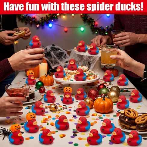 Capoda 100 Pieces Spider Ducks in Bulk, 1.2 Inch Mini Spider Web Rubber Ducks Tiny Ducking Duckies Fidgets for Kids Birthday Party Favors Bath Toys Goodies Bags Stuffers in Kuwait