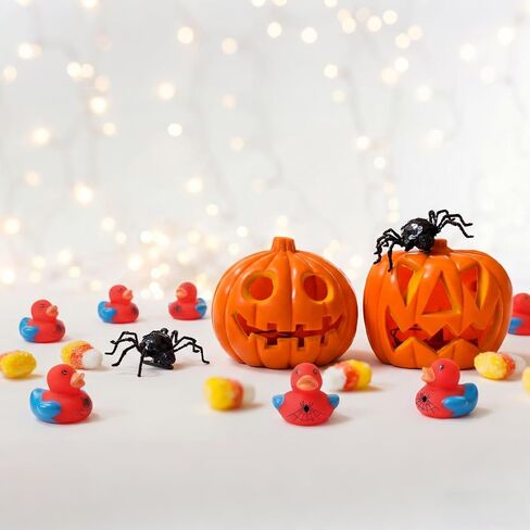 Capoda 100 Pieces Spider Ducks in Bulk, 1.2 Inch Mini Spider Web Rubber Ducks Tiny Ducking Duckies Fidgets for Kids Birthday Party Favors Bath Toys Goodies Bags Stuffers in Kuwait