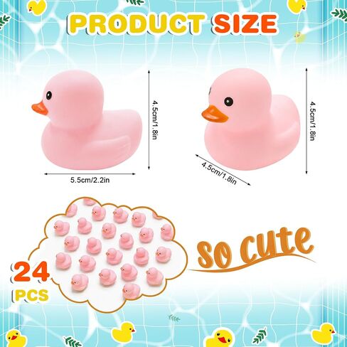 24 Pcs Mini Rubber Duck Bulk Bath Squeaky Rubber Duckies Cute Float Bathtub Toys for Baby Shower Birthday Party Favors Gift Beach Pool Activity Carnival Game (Pink) in Kuwait