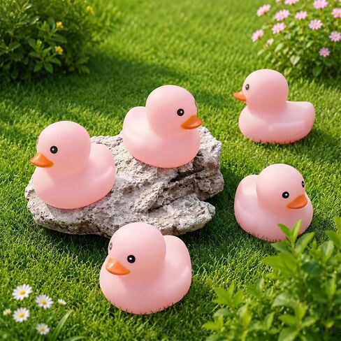 24 Pcs Mini Rubber Duck Bulk Bath Squeaky Rubber Duckies Cute Float Bathtub Toys for Baby Shower Birthday Party Favors Gift Beach Pool Activity Carnival Game (Pink) in Kuwait