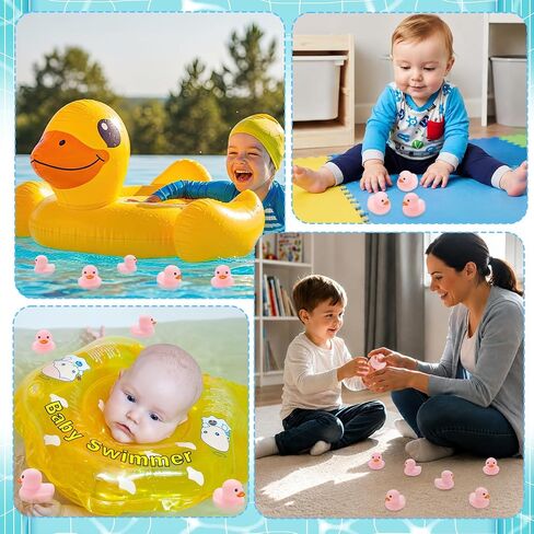 24 Pcs Mini Rubber Duck Bulk Bath Squeaky Rubber Duckies Cute Float Bathtub Toys for Baby Shower Birthday Party Favors Gift Beach Pool Activity Carnival Game (Pink) in Kuwait