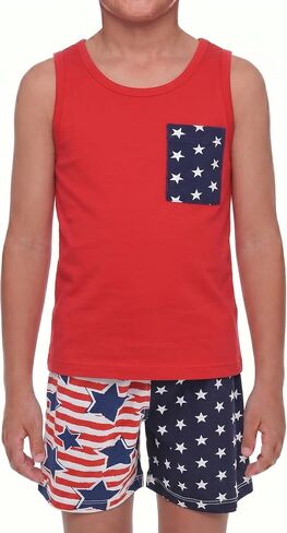 Unique Baby Boys American Boy 4th of July 2pc Tank Shorts Set in Saudi Arabia