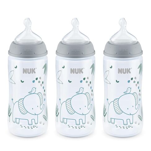 NUK Smooth Flow Anti Colic Baby Bottle, 10 oz, 3 Pack, Elephant in Kuwait
