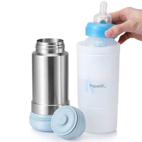 Papablic Portable Travel Baby Bottle Warmer On The Go, Fits Most Car Cup Holders, 12 OZ Stainless Steel Bottle Warmer, Leak-Proof, Safe & Easy to Clean in Kuwait