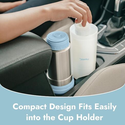 Papablic Portable Travel Baby Bottle Warmer On The Go, Fits Most Car Cup Holders, 12 OZ Stainless Steel Bottle Warmer, Leak-Proof, Safe & Easy to Clean in Kuwait
