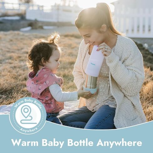Papablic Portable Travel Baby Bottle Warmer On The Go, Fits Most Car Cup Holders, 12 OZ Stainless Steel Bottle Warmer, Leak-Proof, Safe & Easy to Clean in Kuwait