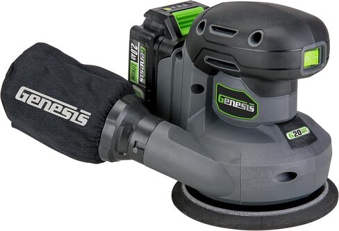 Genesis 20V Cordless 5in. Orbital Sander G20MAX with Dust Bag, 6000 to 12,000 OPM Sandpapers, 2.0Ah Battery, and Quick Charger (GLROS20B) in Kuwait