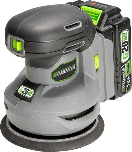 Genesis 20V Cordless 5in. Orbital Sander G20MAX with Dust Bag, 6000 to 12,000 OPM Sandpapers, 2.0Ah Battery, and Quick Charger (GLROS20B) in Kuwait