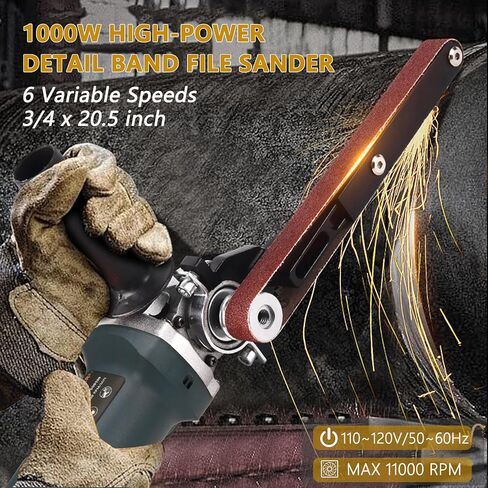 1000W High Power Detail Bandfile Belt Sander with 6 Variable Speed, 3/4"x20.5" Finger Belt Sander for Grinding and Polishing Wood, Paint, Metal Rust Move,welding Spot and DIY. in Kuwait