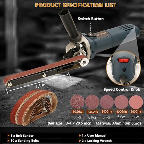 1000W High Power Detail Bandfile Belt Sander with 6 Variable Speed, 3/4"x20.5" Finger Belt Sander for Grinding and Polishing Wood, Paint, Metal Rust Move,welding Spot and DIY. in Kuwait