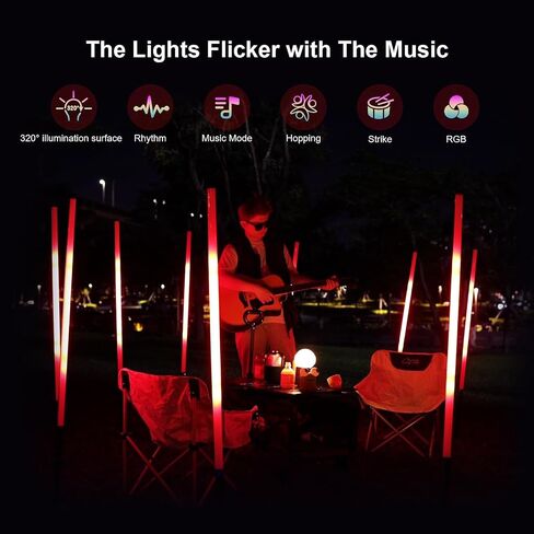 6 Pack DJ Tube Lights with Case 4ft RGB Stick Lights 5000mAh Battery Powered LED Neon Light Tubes Stand 500 Lighting Effects Portable Light Bar for Video Photography Studio DJ Dance Party Lighting in Saudi Arabia