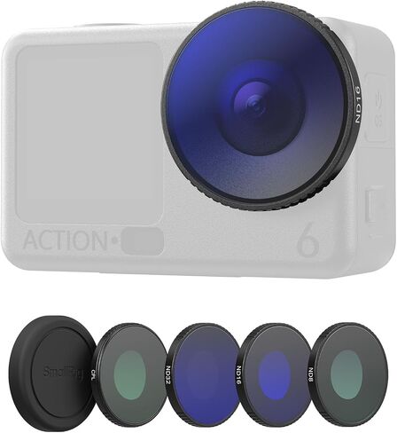 SmallRig Filter Kit for DJI Osmo Action 6, 6 Pack ND8 ND16 ND32 CPL UV 1/4 Effect Black Mist Filters, Snap-On Polarizing Neutral Density & Lens Silicone Cover, HD Optical Glass & Multi-Coated - 5967 in Kuwait