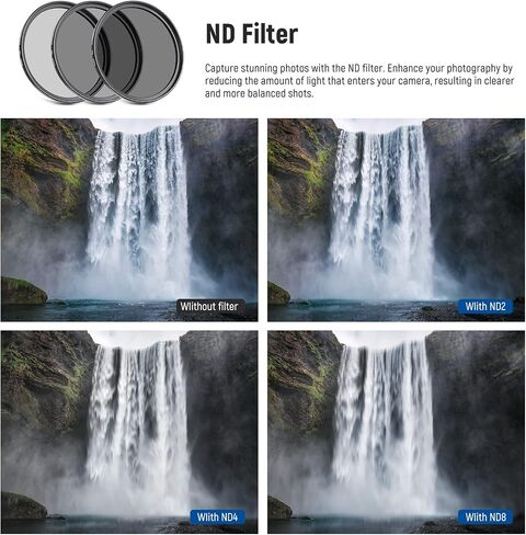 Neewer® 67MM Complete Lens Filter Accessory Kit for Lenses with 67MM Filter Size: UV CPL FLD Filter Set + Macro Close Up Set (+1 +2 +4 +10) + ND Filter Set (ND2 ND4 ND8) + Other in Kuwait