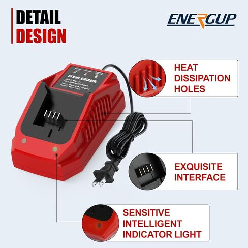 energup Rapid Charger Station Replacement for Mil-Waukee Battery Charger Compatible with 18V Lithium Battery 48-11-1850 48-11-1840 48-11-1830 48-11-1828 48-11-15 in Kuwait