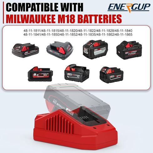 energup Rapid Charger Station Replacement for Mil-Waukee Battery Charger Compatible with 18V Lithium Battery 48-11-1850 48-11-1840 48-11-1830 48-11-1828 48-11-15 in Kuwait