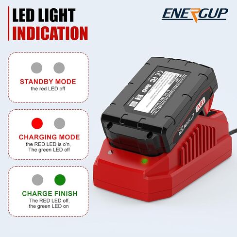 energup Rapid Charger Station Replacement for Mil-Waukee Battery Charger Compatible with 18V Lithium Battery 48-11-1850 48-11-1840 48-11-1830 48-11-1828 48-11-15 in Kuwait