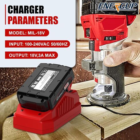 energup Rapid Charger Station Replacement for Mil-Waukee Battery Charger Compatible with 18V Lithium Battery 48-11-1850 48-11-1840 48-11-1830 48-11-1828 48-11-15 in Kuwait