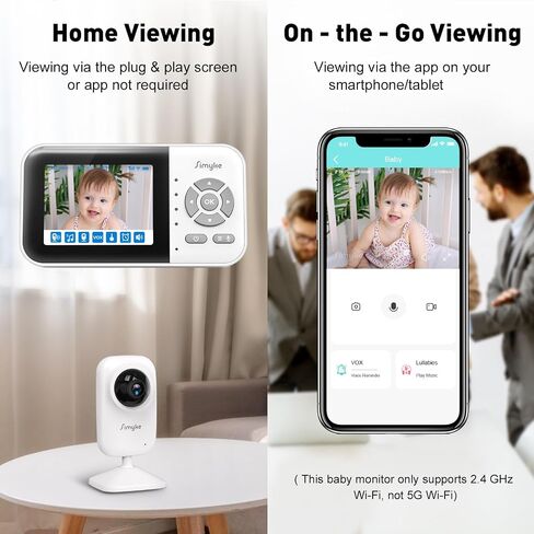 Simyke Upgrade Video Baby Monitor with 2 Cameras and Audio 2.8" Screen,Night Vision,APP,Wireless,2-Way Talk,1200ft Long Range,Feeding Timer,Temperature Sensor,VOX/ECO,5 Lullabies,Portable,Easy Setup in Kuwait