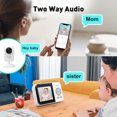 Simyke Upgrade Video Baby Monitor with 2 Cameras and Audio 2.8" Screen,Night Vision,APP,Wireless,2-Way Talk,1200ft Long Range,Feeding Timer,Temperature Sensor,VOX/ECO,5 Lullabies,Portable,Easy Setup in Kuwait