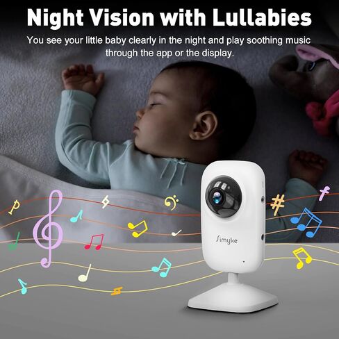 Simyke Upgrade Video Baby Monitor with 2 Cameras and Audio 2.8" Screen,Night Vision,APP,Wireless,2-Way Talk,1200ft Long Range,Feeding Timer,Temperature Sensor,VOX/ECO,5 Lullabies,Portable,Easy Setup in Kuwait