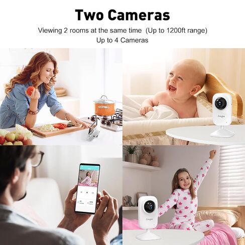 Simyke Upgrade Video Baby Monitor with 2 Cameras and Audio 2.8" Screen,Night Vision,APP,Wireless,2-Way Talk,1200ft Long Range,Feeding Timer,Temperature Sensor,VOX/ECO,5 Lullabies,Portable,Easy Setup in Kuwait