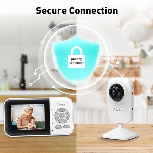 Simyke Upgrade Video Baby Monitor with 2 Cameras and Audio 2.8" Screen,Night Vision,APP,Wireless,2-Way Talk,1200ft Long Range,Feeding Timer,Temperature Sensor,VOX/ECO,5 Lullabies,Portable,Easy Setup in Kuwait