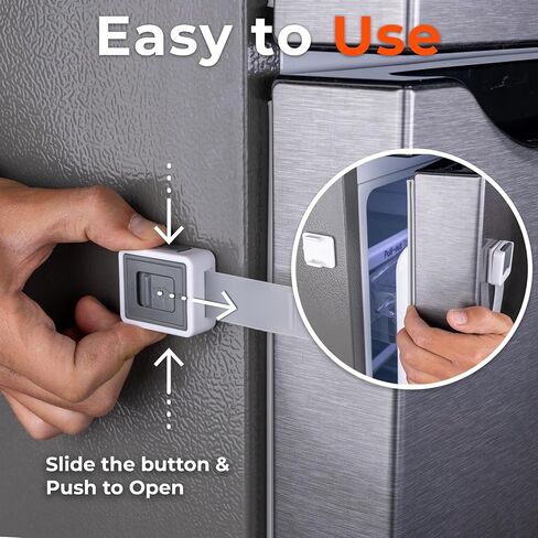 2-Pack Child Proof Fridge Lock with Adhesive - Adjustable Baby Proofing Straps - Refrigerator Lock for Kids - Freezer Latch to Keep Door Closed - for Toddlers, Cats, & Dogs - Universal Compatibility in Kuwait