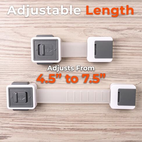 2-Pack Child Proof Fridge Lock with Adhesive - Adjustable Baby Proofing Straps - Refrigerator Lock for Kids - Freezer Latch to Keep Door Closed - for Toddlers, Cats, & Dogs - Universal Compatibility in Kuwait