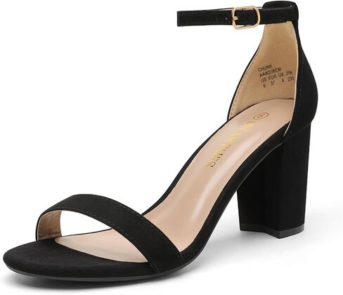DREAM PAIRS Women's Comfort Block Heel Sandals | Open Toe Adjustable Ankle Strap Chunky Dress Heels, Fashion Heeled Sandals for Prom, Wedding Guest and Formal Events in Saudi Arabia