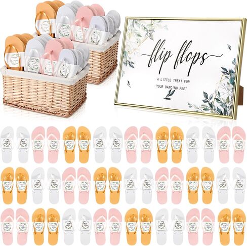 Zoooyawn 24 Pairs Wedding Party Favors Flip Flops Bulk Wedding Sign for Guest in Kuwait