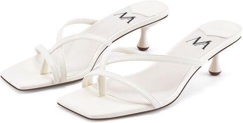 MIRAAZZURRA Kitten Heels for Women Square Toe Flip Flop Low Heel Sandals | Kitten Heels for Women,Flip Flop Thong Heels,Square Toe,Low Heels,Slip On Slide Sandals,Daily Summer Shoes in Kuwait