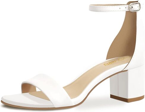 PIZZ ANNU Women's Low Block Chunky Heels Sandals Comfortable Open Toe Ankle Strap Party Dress Pump Shoes Strappy Buckle Heeled Sandal with 2 Inches Tall Thick Heel Design in Kuwait