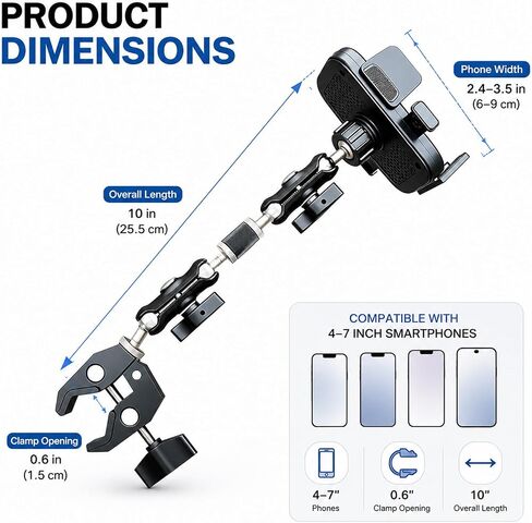 Truck Phone Mount for Mitsubishi Fuso FK4X2 2000–2025, | 360°Adjustable Arm Phone Mount for Truck Handlebar,Adjustable Arm Phone Mount for Truck Handlebar for Truck, Pickup, SUV in Kuwait