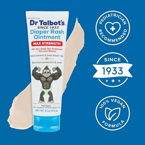 Dr. Talbot's Maximum Strength Diaper Rash Ointment - 4 oz - Zinc Oxide Skin Protectant with Peruvian Balsam - Treats and Prevents Rash in Kuwait
