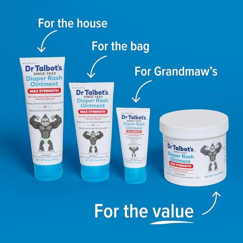Dr. Talbot's Maximum Strength Diaper Rash Ointment - 4 oz - Zinc Oxide Skin Protectant with Peruvian Balsam - Treats and Prevents Rash in Kuwait