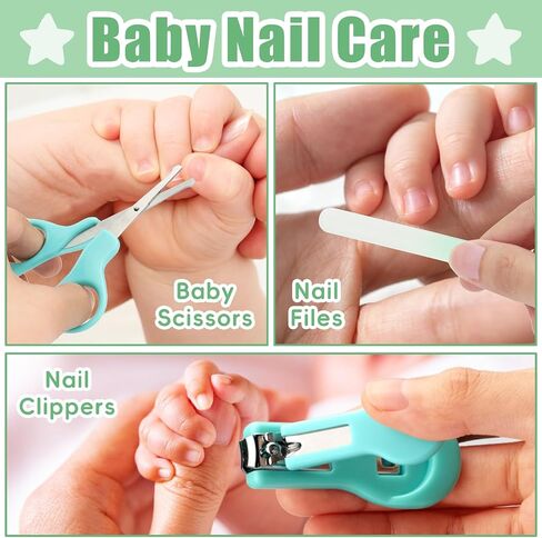 Qunlions life Baby Grooming Kit for Boys Girls Safety Newborn Nursery Essentials Grooming Set Gift for First-time Parents, Green 18 in 1 in Kuwait