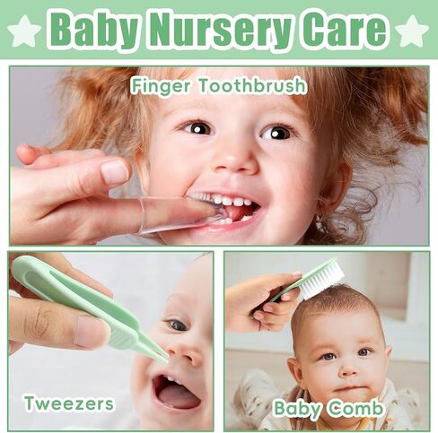 Qunlions life Baby Grooming Kit for Boys Girls Safety Newborn Nursery Essentials Grooming Set Gift for First-time Parents, Green 18 in 1 in Kuwait