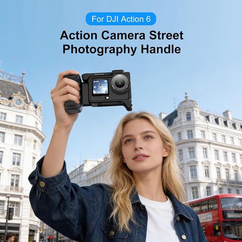 Handle for DJI Osmo Action 6, Lightweight Grip with Shutter | Turn Osmo Action 6 into a compact street camera with ergonomic grip, dual cold shoe mounts and quick controls in Kuwait