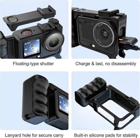 Handle for DJI Osmo Action 6, Lightweight Grip with Shutter | Turn Osmo Action 6 into a compact street camera with ergonomic grip, dual cold shoe mounts and quick controls in Kuwait