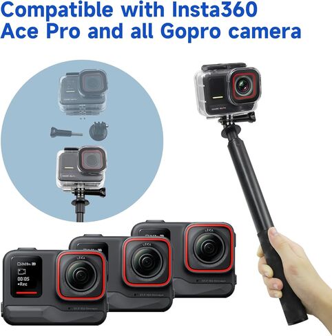 45.2 Inch/115cm Monopod Extension Invisible Selfie Stick | Compatible with Insta 360 Ace Pro X5 X4 X3 D JI Action 6/5Pro/4/3 for Gopro Hero 13/12/11/10/9 and Most Other Action Cameras in Kuwait